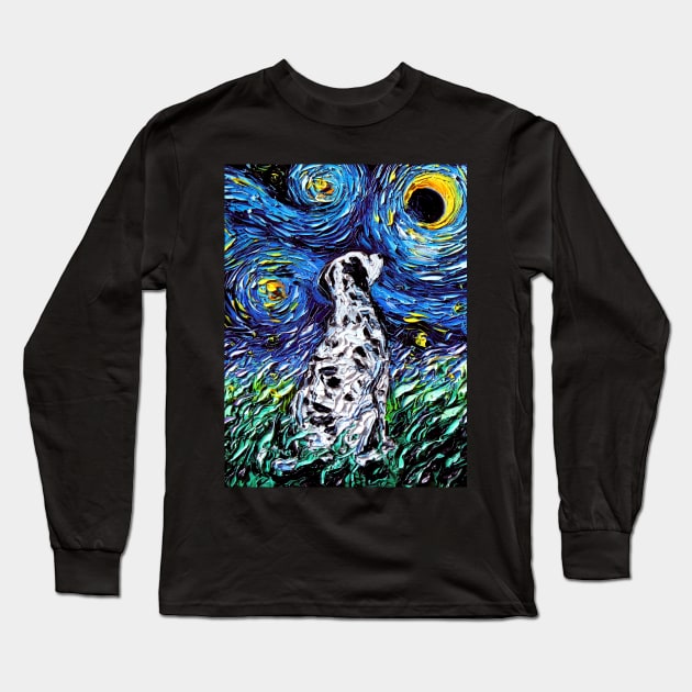 Dalmatian Night Long Sleeve T-Shirt by sagittariusgallery